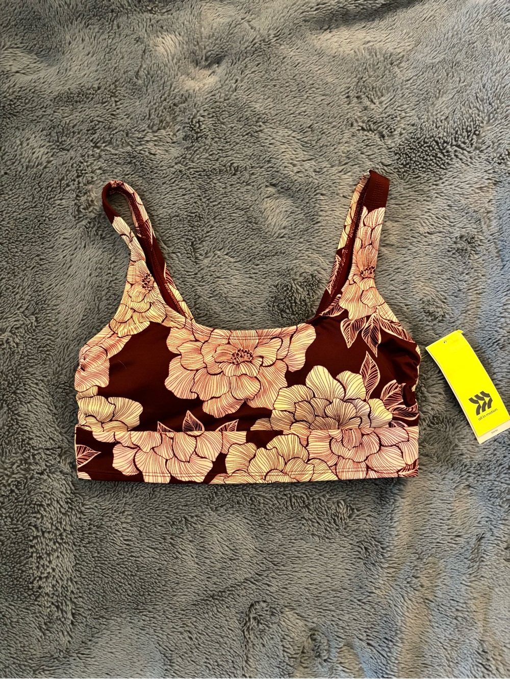all in motion Burgundy Floral Swim Top - NWT